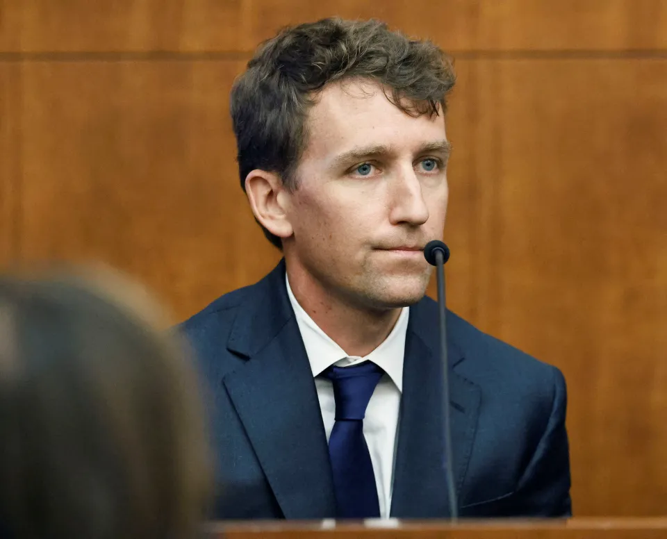 Patrick Clancy testifying at his ex-wife's murder trial.