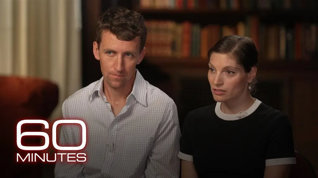 Patrick Clancy and Dr. Rachel Danis during their 60 Minutes interview with Ross Douthat.