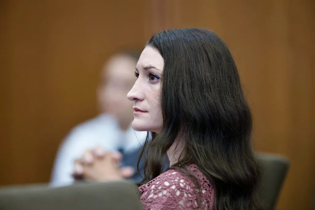 Lindsay Clancy sits in Plymouth Superior Court.