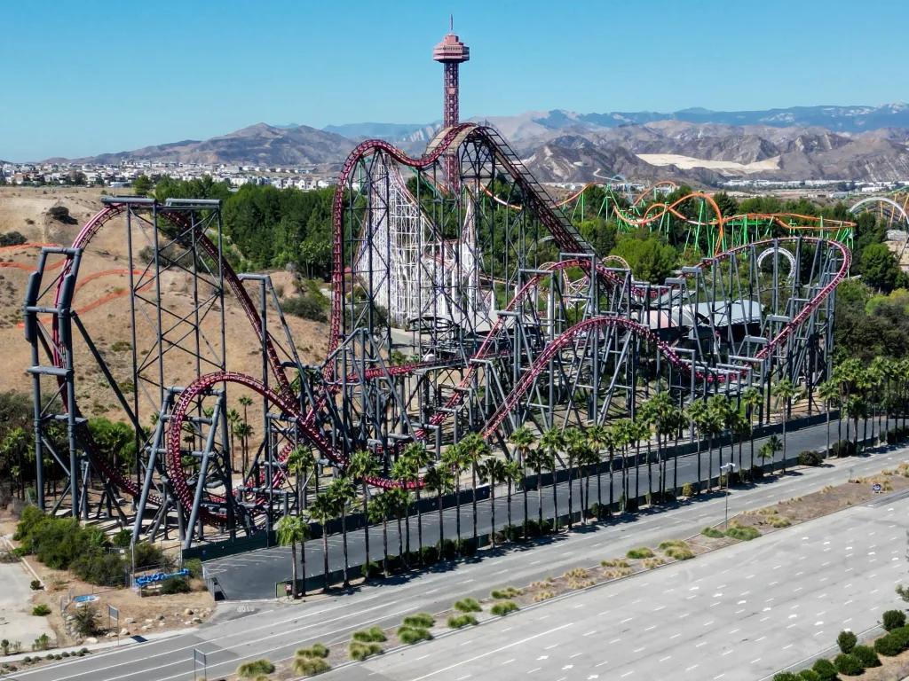 The Six Flags Mountain X2 roller coaster at Six Flags in Valencia, Calif.