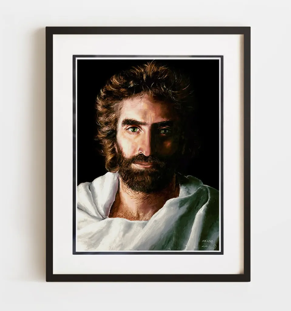 Framed oil painting of Prince of Peace, a portrait of Jesus Christ.