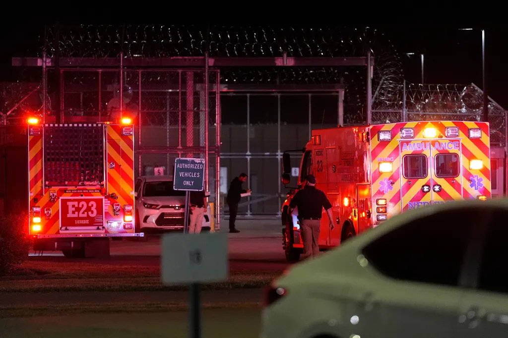 Emergency vehicles outside Riverbend Maximum Security Institution.