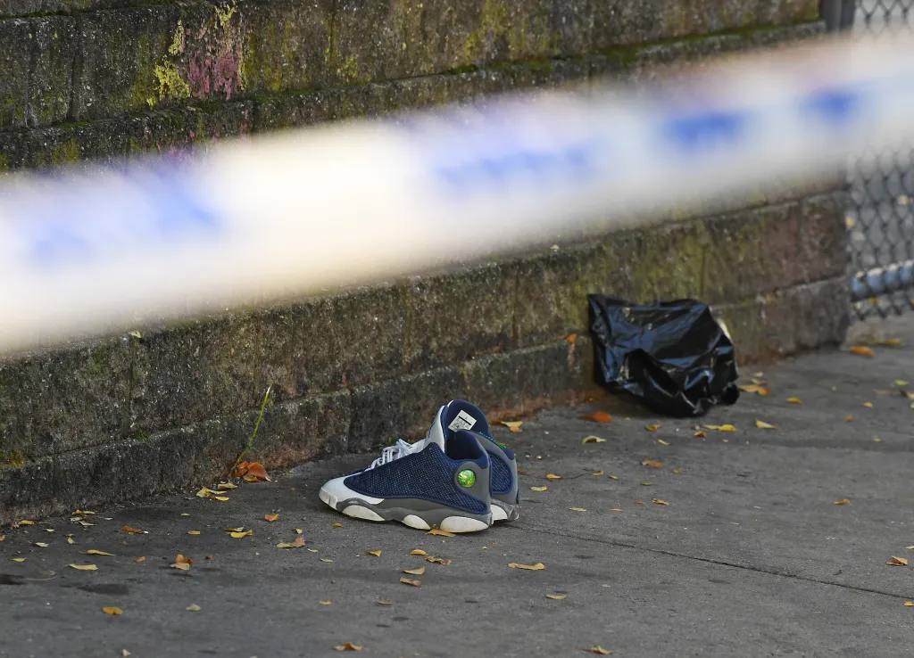 A Jordan sneaker left behind at a crime scene.