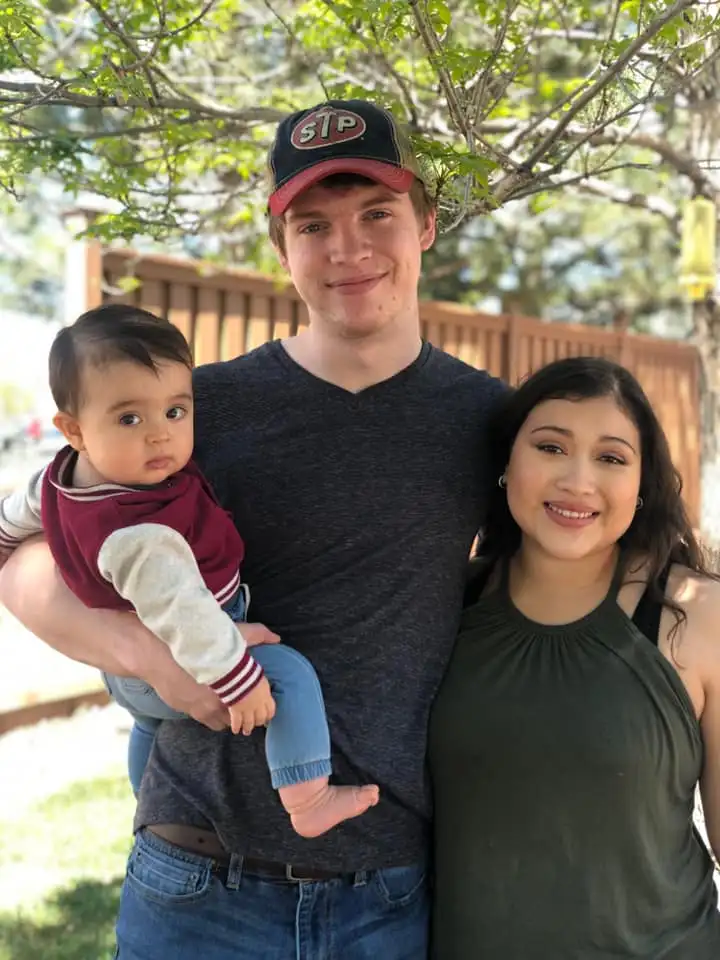 Dustin Wakefield with his wife Karina Olguin and their son.