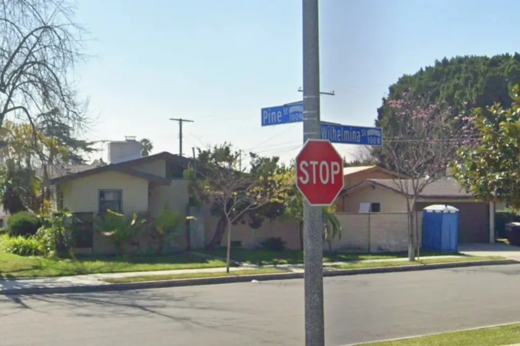An intersection in Anaheim, California.