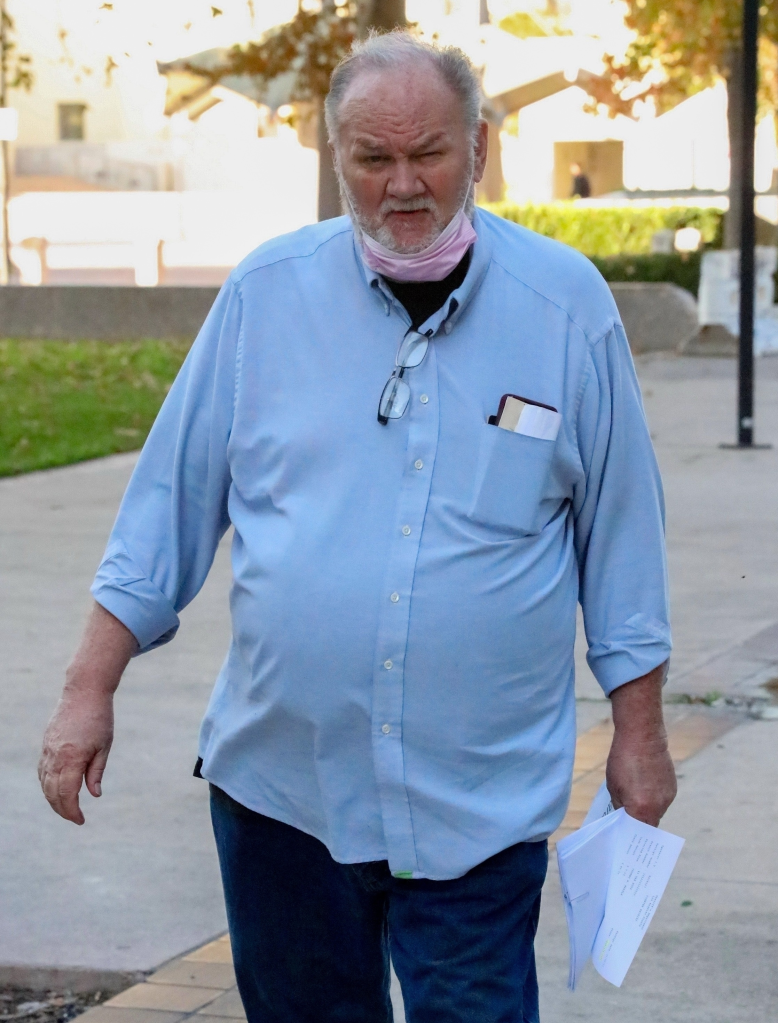 Thomas Markle outside the Superior Court of California after filing a lawsuit against a photo agency.