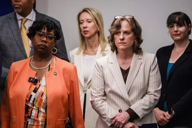 Bronx DA Darcel Clark, left, and Queens DA Melinda Katz, right