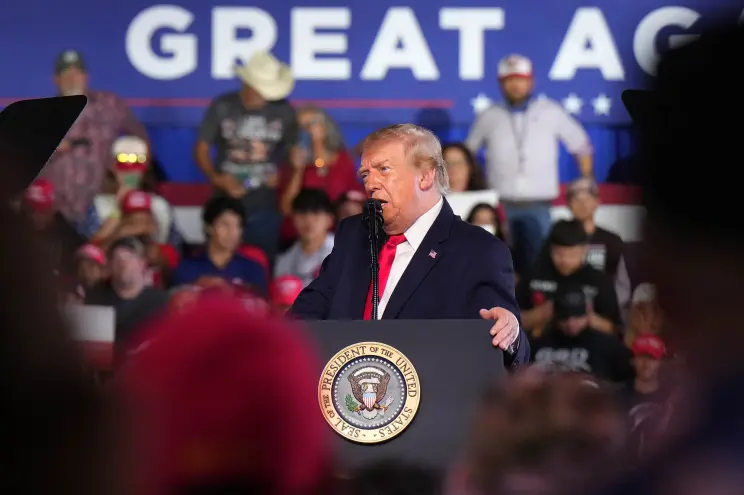 President Donald Trump speaks during a campaign rally on Oct. 27, 2026, in Corpus Christi, Texas.