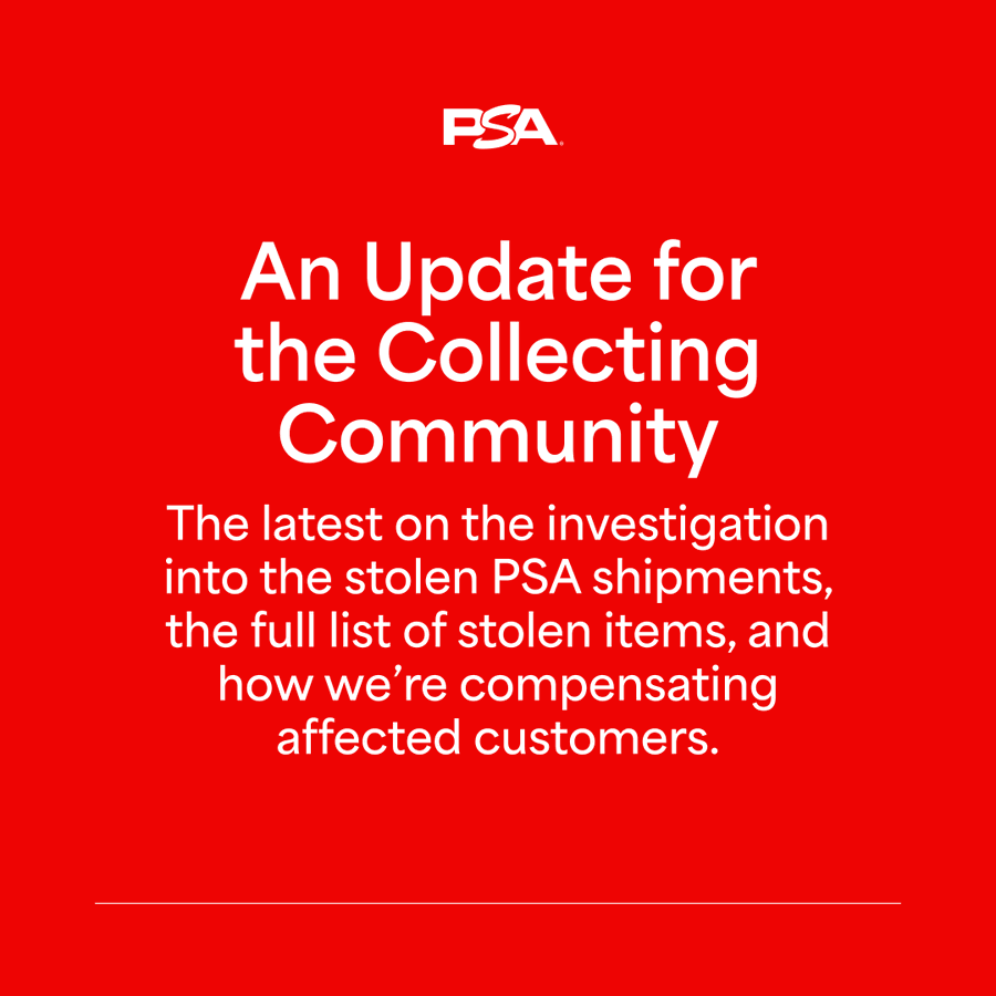 PSA announcement regarding the investigation into stolen shipments, the list of stolen items, and customer compensation.