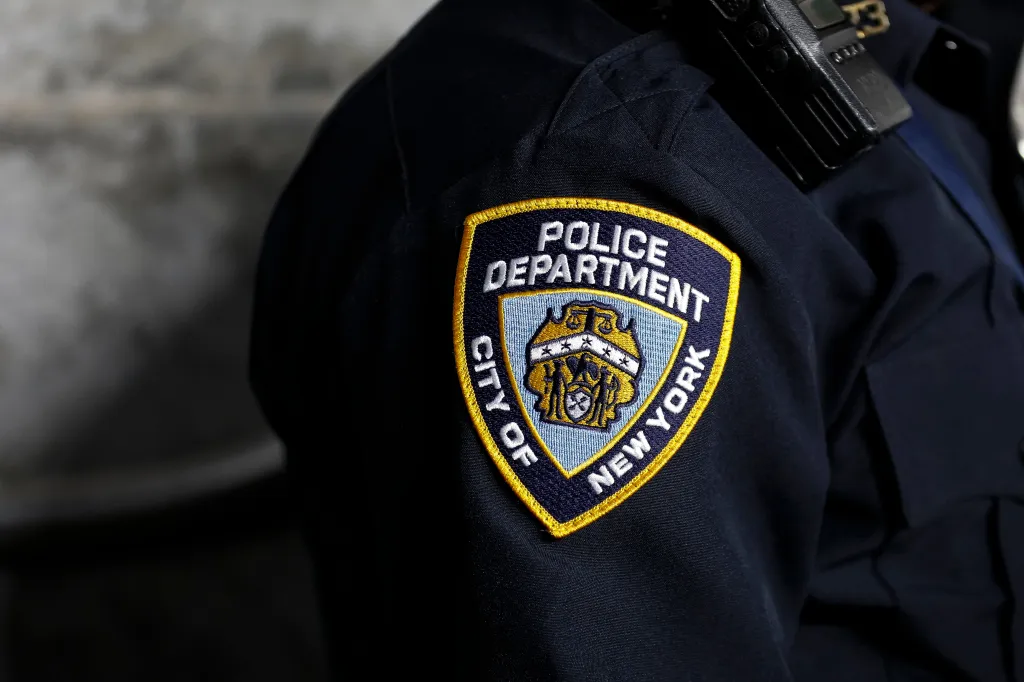 A New York City Police Department (NYPD) patch is seen on an officer's uniform during a regular season MLB game between the Arizona Diamondbacks and New York Yankees on Friday, September 22, 2023, at Yankee Stadium in the Bronx, New York.