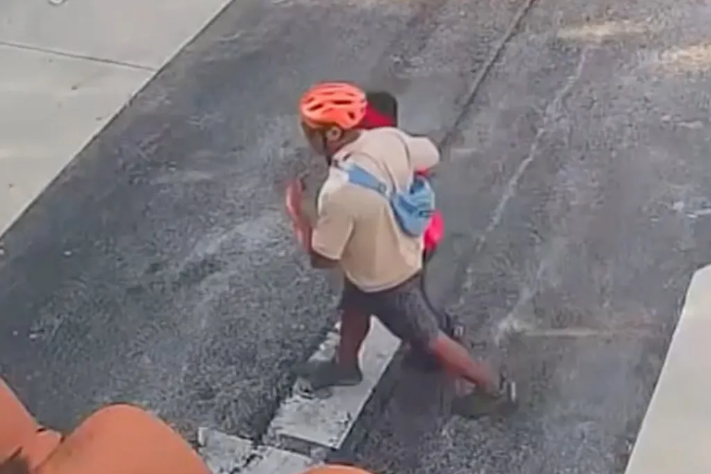 Surveillance video frame showing Michael Polanco during the attempted kidnapping.