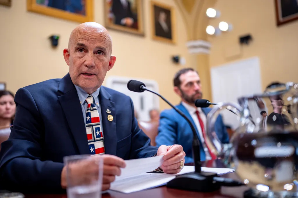 Rep. Keith Self, R-Texas, speaks during a House Rules Committee hearing alongside Rep. Jason Crow, D-Colo.