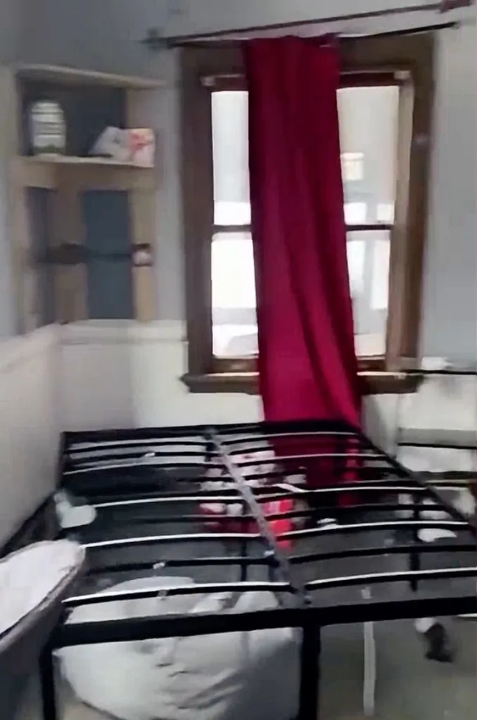 A view of the bedroom inside Cornell University's Chi Phi fraternity where a woman was allegedly gang raped.