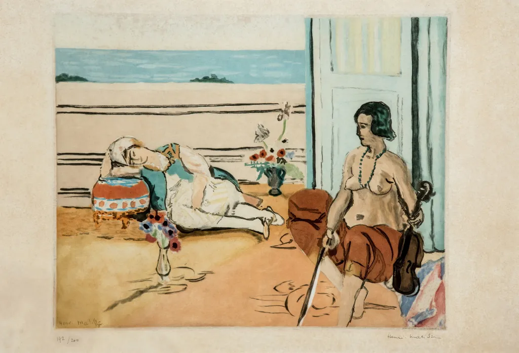 Painting titled "Odalisque on the Terrace" by Henri Matisse.