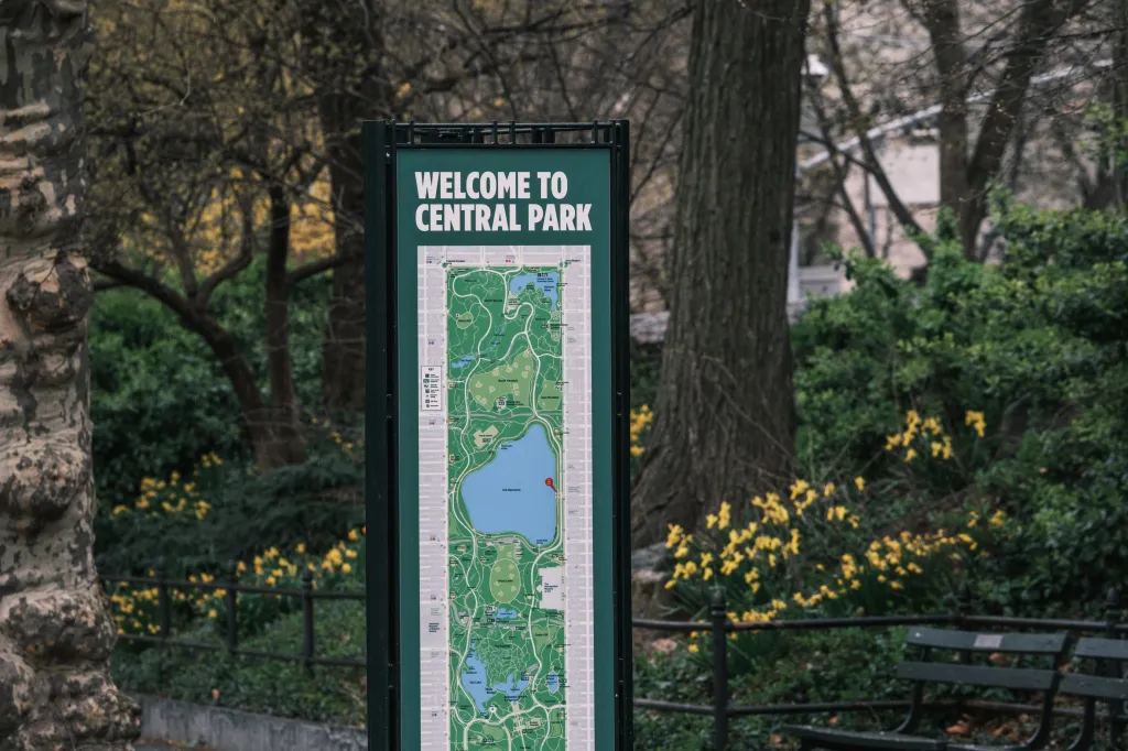 A view shows 90th Street and East Drive in Central Park in Manhattan, New York, on Monday, April 1, 2024, where actor Michael Stuhlbarg was hit by a rock.